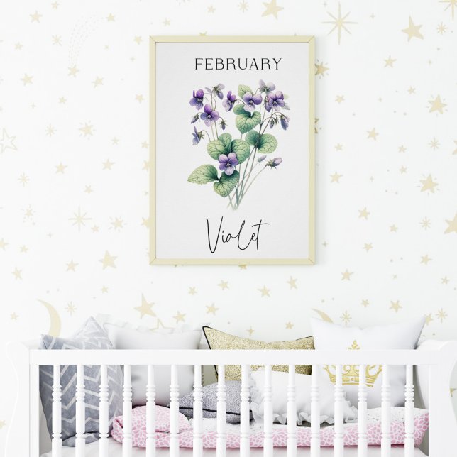 February Birth Month Violet Floral Poster (Creator Uploaded)