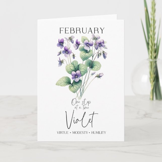 February Birthday Birth Month Flower Violet Card (Front)