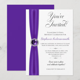 February Birthday Celebration - Purple Amethyst | Invitation