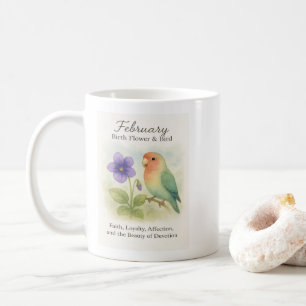 February Birthday Christian Floral Love Bird Coffee Mug