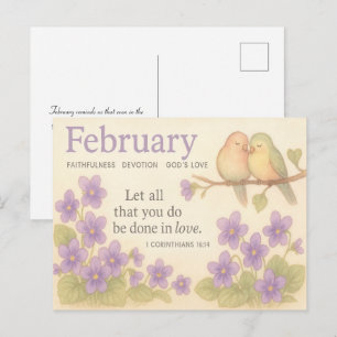 February Birthday Floral Inspirational Birth Month Postcard