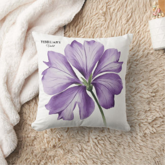 February Birthday Flower: Violet Personalized Gift Cushion
