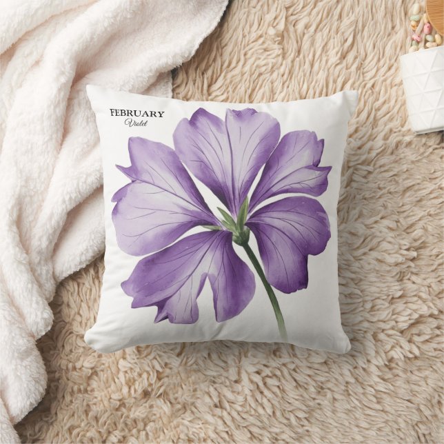 February Birthday Flower: Violet Personalized Gift Cushion (Blanket)