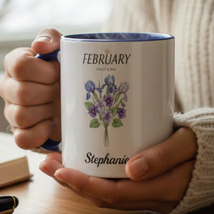February Birthday Violet Iris Botanical Mug