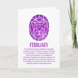 February Birthstone Amethyst Birthday Watercolor Card
