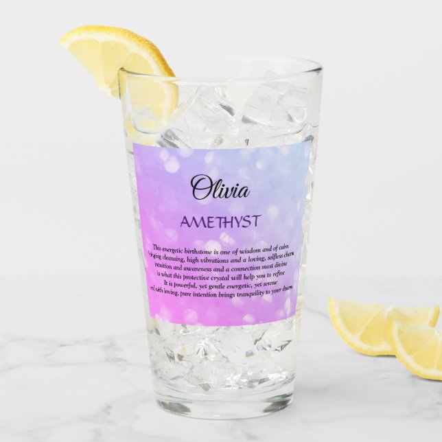 February Birthstone Amethyst design  Glass (Front Ice)
