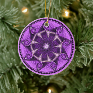 February Birthstone Amethyst Mandala Ornament