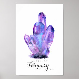 February Birthstone - Amethyst Watercolor   Poster