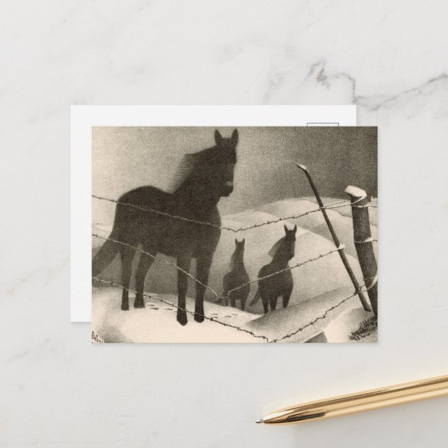 February by Grant Wood Holiday Postcard (Front/Back In Situ)