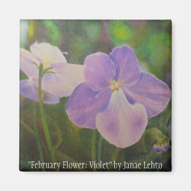 "February Flower: Violet" by Janae Lehto Magnet (Front)