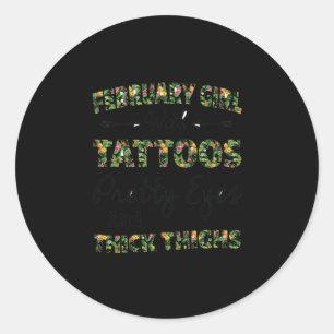 February Girl With Tattoos Pretty Eyes Classic Round Sticker