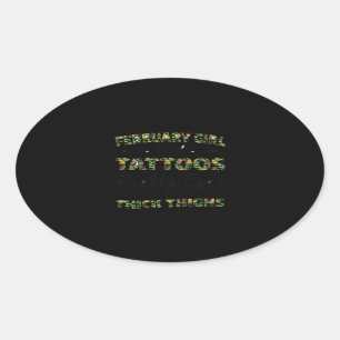 February Girl With Tattoos Pretty Eyes Oval Sticker
