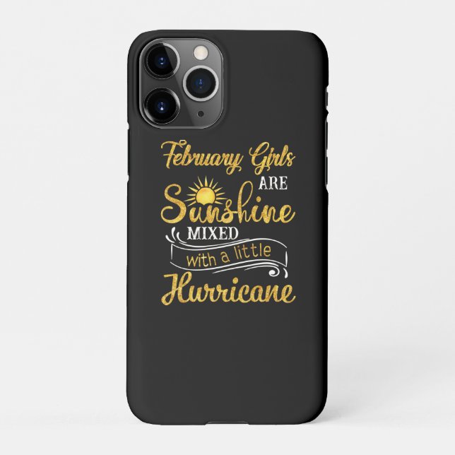 February Girls Are Sunshine Mixed Little Hurricane iPhone Case (Back)
