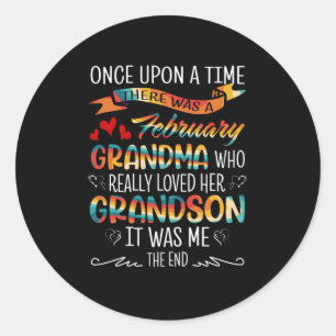 February Grandma Who Really Loved Her Grandsons Classic Round Sticker