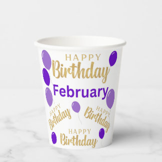 February happy birthday cups