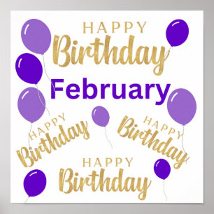 February happy birthday poster