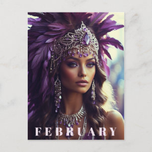 *~* FEBRUARY Headdress AP53 Boho AMETHYST Postcard