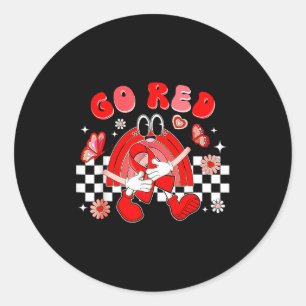 February Heart Disease Awareness Month Red Heart B Classic Round Sticker