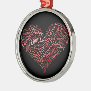 February Heart Metal Ornament