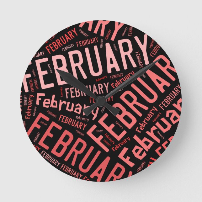February Heart Round Clock (Front)