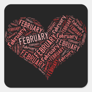 February Heart Square Sticker