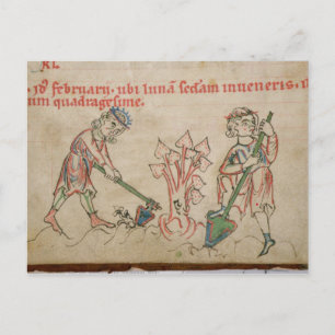 February: hoeing postcard