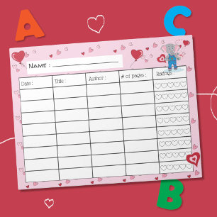 February Kid Reading Log Notepad