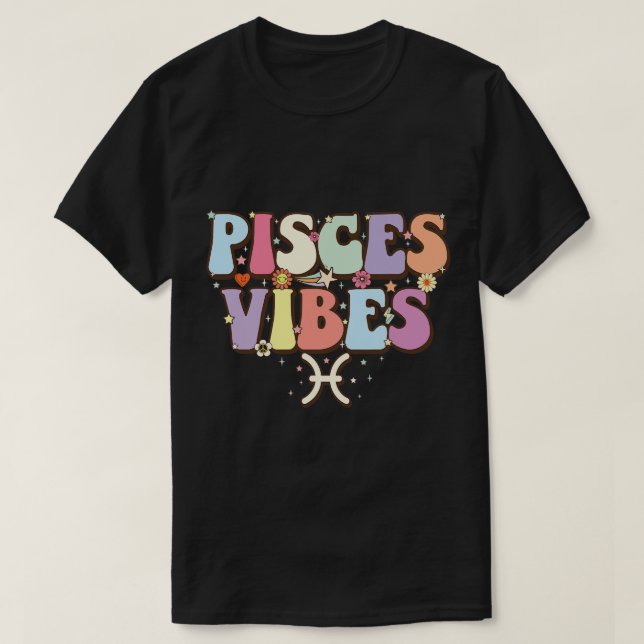 February March birthday astrology groovy Pisces Zo T-Shirt (Design Front)