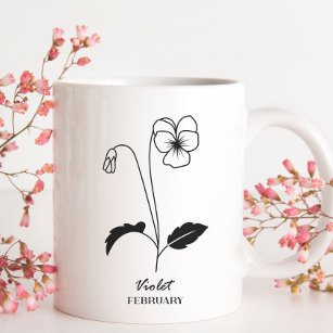 February Monogram Birth Flower Month Coffee Mug