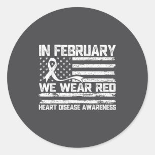 February Red Heart Disease Awareness Classic Round Sticker