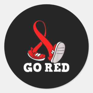 February Running Heart Disease Awareness Month Red Classic Round Sticker