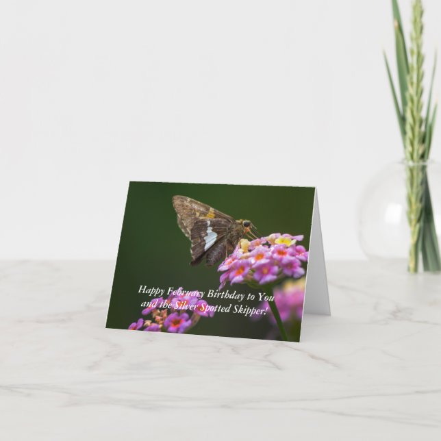 February Silver Spotted Skipper Birthday Card (Front)