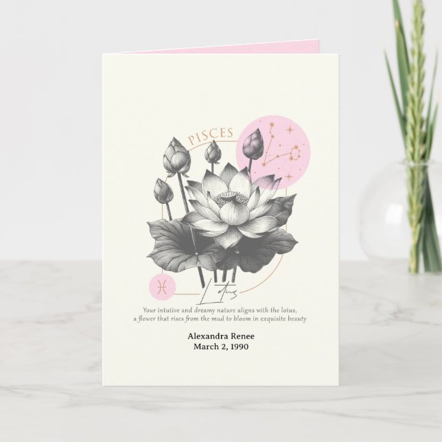 February to March Birth Flower Custom Birthday  Card (Front)