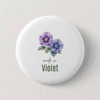 February Violet Birth Flowe  button  Watercolor