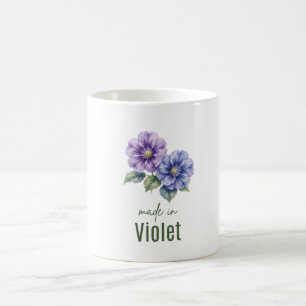 February Violet Birth Flowe Coffee Cup Watercolor
