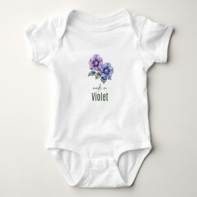 February Violet  Birth Flower Bodysuit Watercolor (Front)