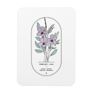 February Violet Birth Flower Magnet