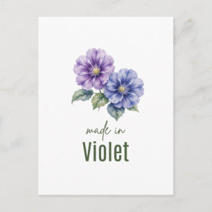 February Violet Birth Flower Wall Art Watercolor Postcard