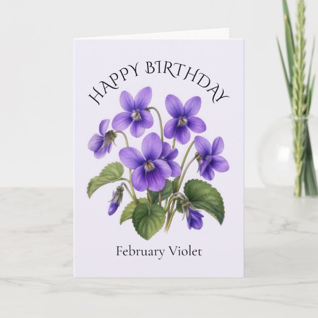 February Violet Birthday Card (Front)