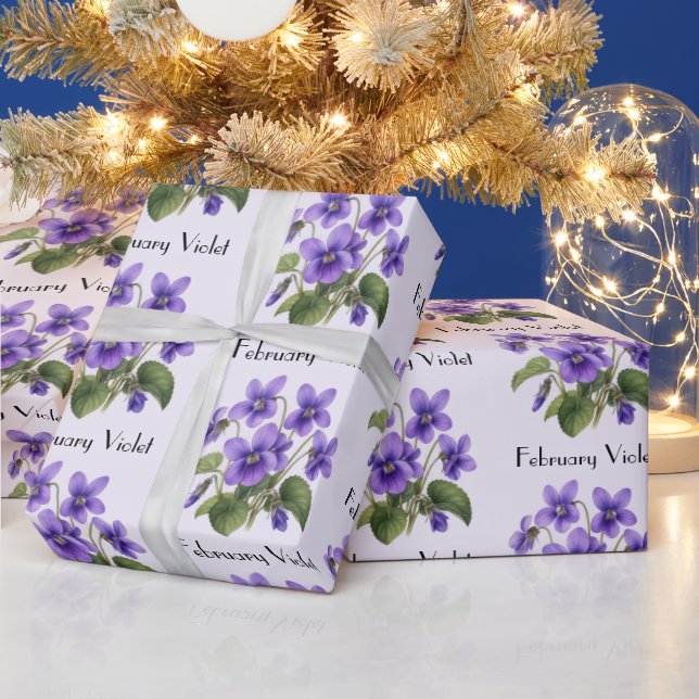 February Violet Flowers Wrapping Paper (Holidays)