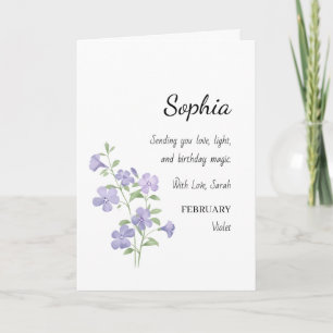 February Violet Personalised Birthday Card