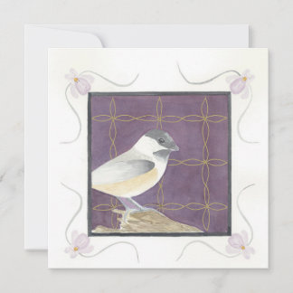 February; Violets & Chickadee; Greeting Card