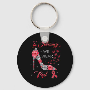 February We Wear Red Butterflies Heart Disease Awa Key Ring