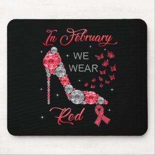 February We Wear Red Butterflies Heart Disease Awa Mouse Pad