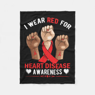 February We Wear Red Heart Disease Awareness Ameri Fleece Blanket