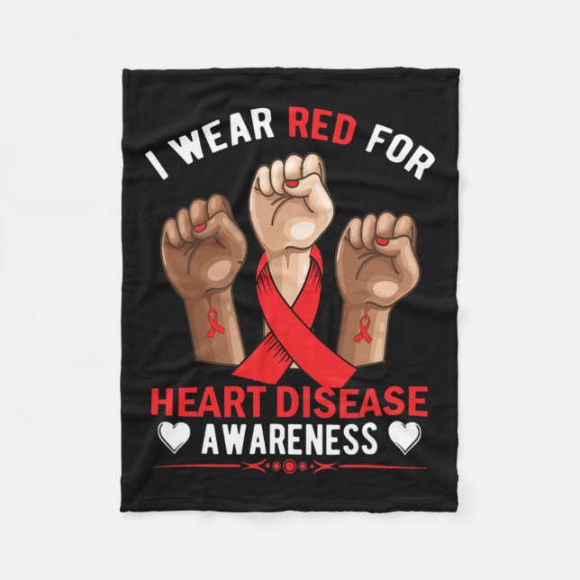 February We Wear Red Heart Disease Awareness Ameri Fleece Blanket (Front)