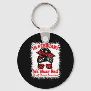 February We Wear Red Heart Disease Awareness Messy Key Ring