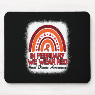 February We Wear Red Leopard Rainbow Bleached Red  Mouse Pad