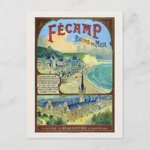 Fécamp Bains de Mer France Vintage Poster 1912 Postcard