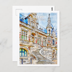 Fecamp Normandie France Travel Watercolor Sketch Postcard